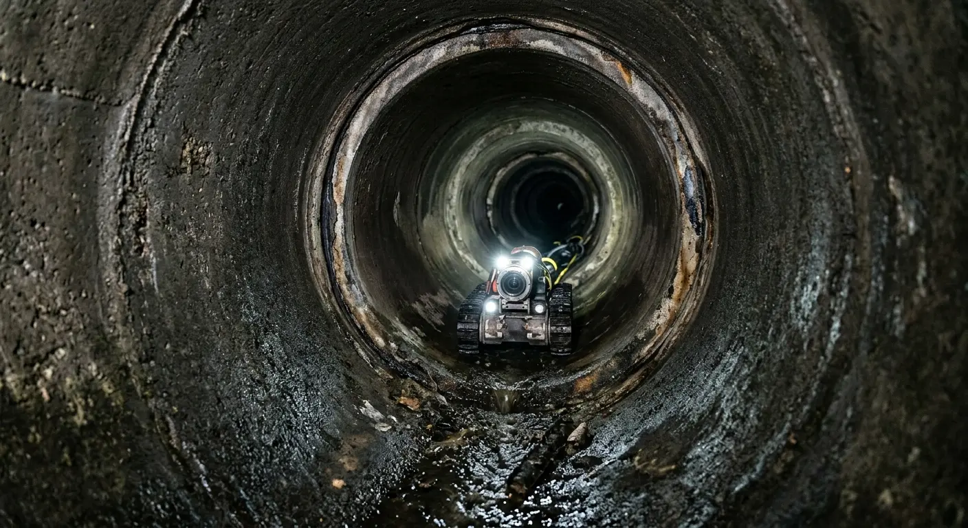 Robotic sewer camera inspecting pipe interior for Sewer Line Repair in Bogota